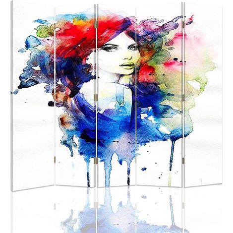 Paravent Artistique Femmes Aquarelle - Décoration Originale - 180 x 150 cm - 2 faces R° V°