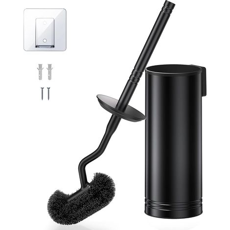 Stainless Steel Toilet Brush Wall Mounted Deep Cleaning Under Rim (1/5)