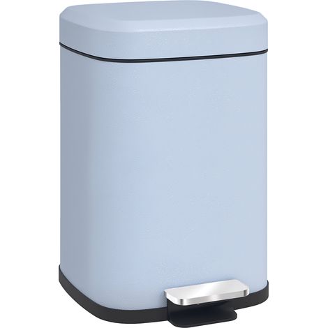 HOMCOM Kitchen Pedal Bin, Metal Rubbish Bin with Soft-close Lid 12L-Light Blue (1/5)