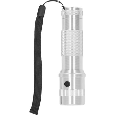 Lampe Torche LED RVB Multicolore 10 Couleurs Étanche IPX4 Aluminium 300LM 3W Argent 125mm 3 Piles AAA (1/5)