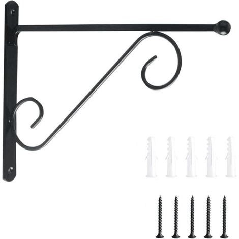 Lot de 2 supports muraux pour plantes – Crochets pour jardinières suspendues et mangeoires à oiseaux (1/4)