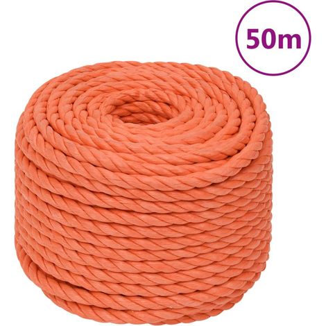Corde de travail, Corde de Chanvre, pour la Décoration, le Bricolage, le Jardinage Orange 14 mm 50 m Polypropylène OIB9870E (1/5)