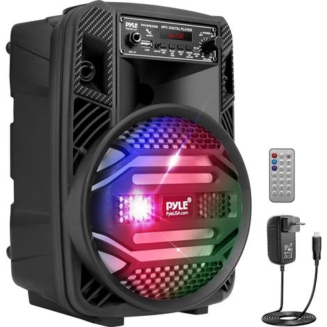 Enceinte Portable, Enceinte Bluetooth, 300W, Utilisation Intérieur/Extérieur, Haut Parleur Sono avec Caisson de Basses, Tweeter, Entrée Microphone, Lumières de Fête, USB, Radio, Télécommande (1/5)
