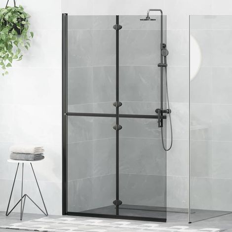 Walk-In Duschwand Schwarz 110 x 6,5 x 190 cm
