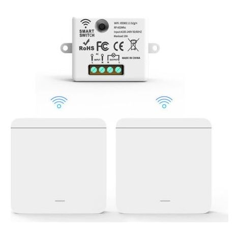 RF433 Lot de Fil avec 1 Récepteur et 2 Interrupteurs Muraux interrupteurs d'éclairage sans fil sans fil sans fil avec émetteur et contrôleur récepteur 10 A 240 V (1/4)