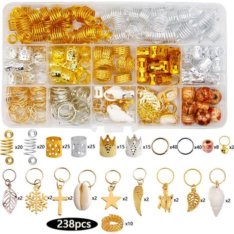Kit 238 pièces accessoires cheveux en aluminium, lot coiffure feuille métallique, pack beauté 180 pièces, set coiffage doré, fournitures salon, 238 accessoires coiffure (1/5)