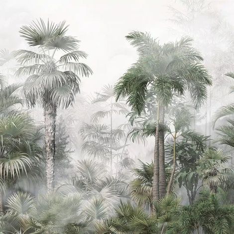 papier peint panoramique jungle gris vert - Sanders & Sanders (1/5)