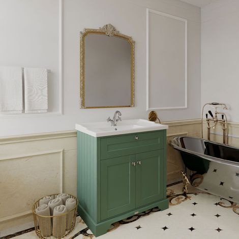 Old London Matt Hunter Green 800mm 2 Door Vanity Unit and Edwardian Basin - LOF805 (1/5)
