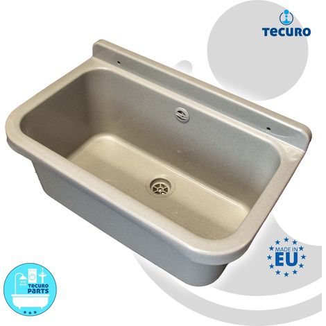 tecuro Ausgussbecken P55G, grau, mit Ablaufgarnitur und Siphon, 18 Liter, 550x340x210 mm (1/5)