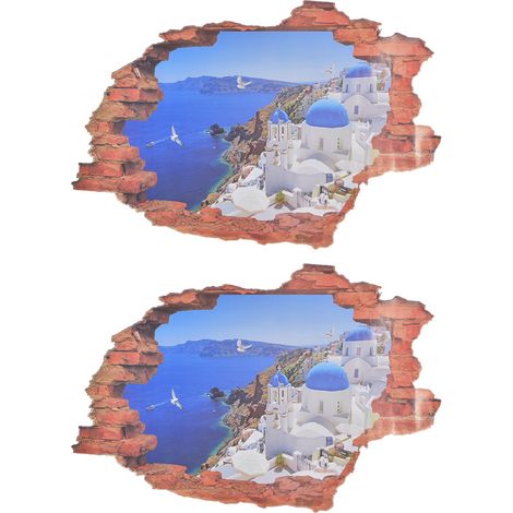 2 autocollants muraux style mur brisé élégants, autocollants muraux amovibles adhésifs pour décoration de couloir et chambre (1/5)