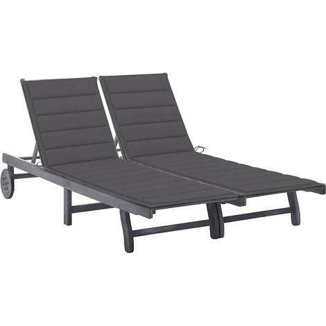 vidaXL Tumbona de jardín 2 personas y cojines madera maciza de acacia (1/5)