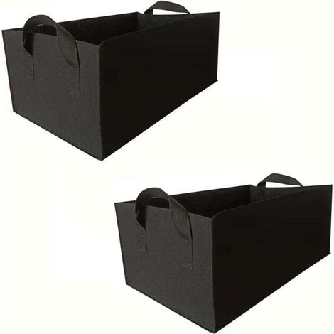 Lot de 2 Sacs de Culture en Tissu Non tissé épais – Pots de Fleurs rectangulaires avec poignées for légumes, Fruits et Fleurs(Schwarz,40x30x20cm) (1/4)