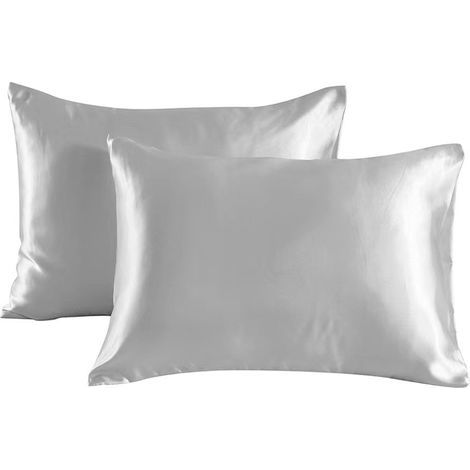 Lot de 2 taies d'oreiller en satin 50x75 cm - Protection cheveux et peau - Lavables en machine (1/5)
