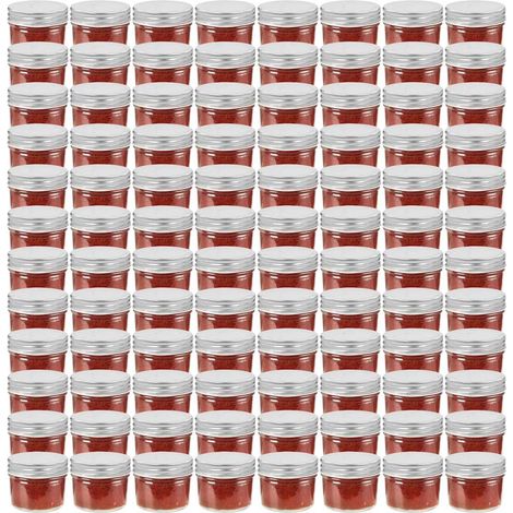 Pots à confiture avec couvercles argentés 96 pcs Verre 110 ml (1/5)