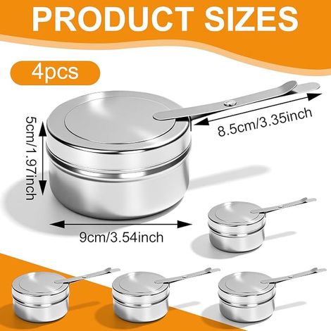 Melted Fuel Paste Containers, Melted Burner with Lid, Burner for Chafing Dish and Buffet, Stainless Steel for Alcohol Stove, Suitable for Hotpot, Drypot, Grilled Fish (1/4)