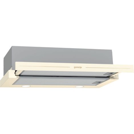 Hotte télescopique 60 cm – Aspiration 435 m³/h – 3 niveaux de vitesse – Éclairage LED – Filtres métalliques – Niveau sonore 71 dB – Gorenje