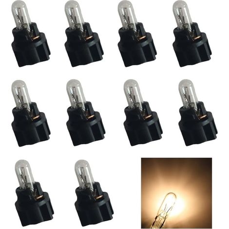 10 PCS T5 DC 12V 1,2W LED Ampoule Tableau de Bord Blanc Chaud Clair avec support de lampe noir pour Voiture Interne. (1/5)