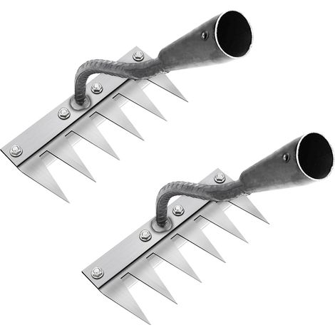 Râteau 6 Dents pour Jardin - En Acier Manganèse Résistant - Désherbage et Aération du Sol Faciles - Multifonction et Léger (2 Unité) (1/5)