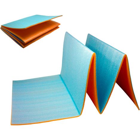 Tappeto per Yoga Fitness Mare Pieghevole 180x50 cm Spessore 8 mm Arancione/Azzurro (1/2)