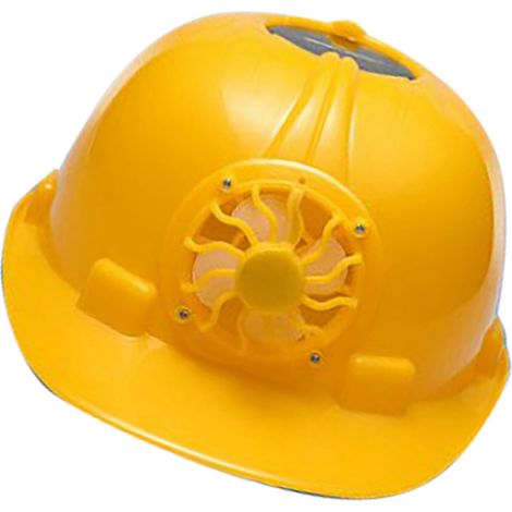 Casque de chantier solaire ventilé, chapeau à ventilateur extérieur pour été, respirant et léger, couleur jaune, alimentation solaire, prix conseillé 162 THB, exclusivité Asie du Sud-Est. (1/5)