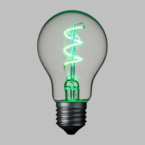 Lampada E27 36V goccia spiral 60mm verde (1/3)