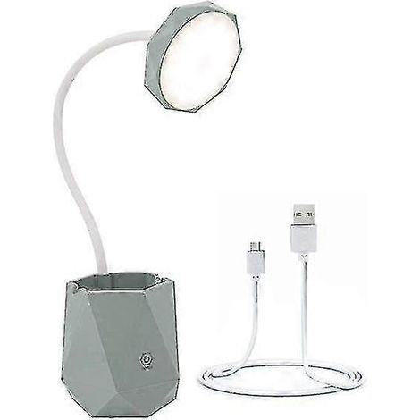 Lampe de bureau LED avec variateur à 3 niveaux, port de chargement USB et porte-crayons intégré. (1/3)