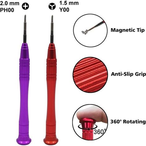 Destornillador para consolas de juegos Nintendo, Phillips de 2,0 mm, kit de destornilladores Tri-Point Tri-Wing Y00 de 1,5 mm (1/5)