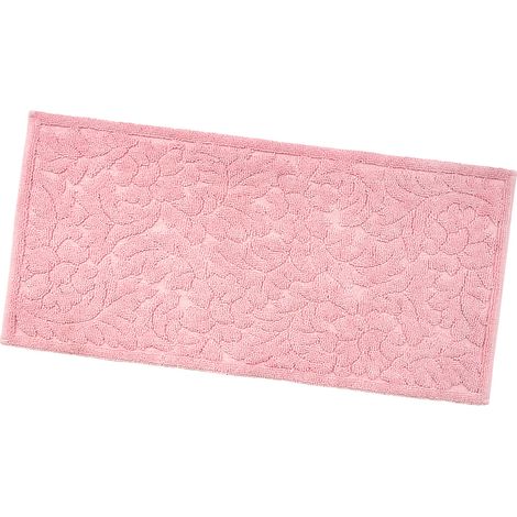 Tappeto Morbido Cotone Tinta Unita Scendiletto Bagno Camera Assorbente Antiscivolo Rosa - 53x110 cm