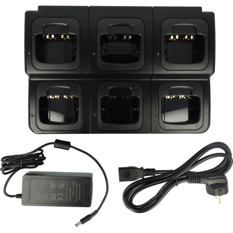 vhbw 6-fach Ladegerät kompatibel mit Motorola ATS2500, GP320 Funkgerät-Akkus - Ladestation + Netzteil, 8,4 V, 0,6 A