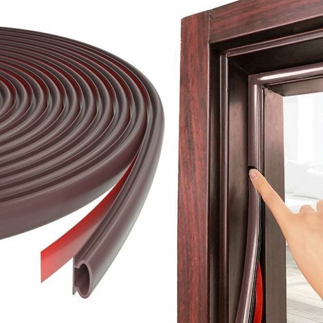 Joint de porte et fenêtre - 6m/236inch - Marron - Forme D - Isolation Phonique - Remplacement pour un écart de 2.5-6mm - Caoutchouc TPE - Autocollant Upvc - Isolant Bande D'étanchéité - Pvc Joint Ca (1/5)