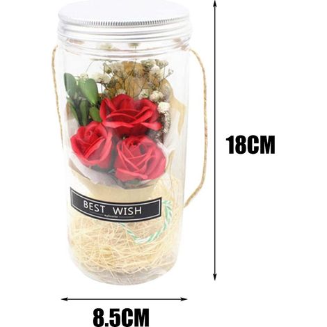 Handgemachte Seife, Rosenstrauß, LED-Lichterkette in einer Flasche mit Aufhängeschnur – das ideale Geschenk zum Valentinstag, zur Hochzeit, zum Geburtstag oder zu jedem anderen Anlass. (1/5)