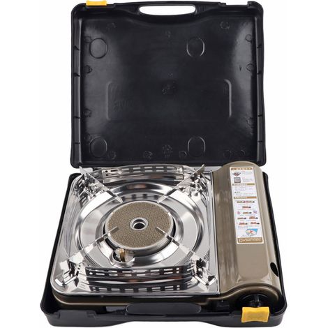 Réchaud de camping au butane portable MS3500CS, cuisinière de barbecue extérieur anti-vent argent café (1/5)