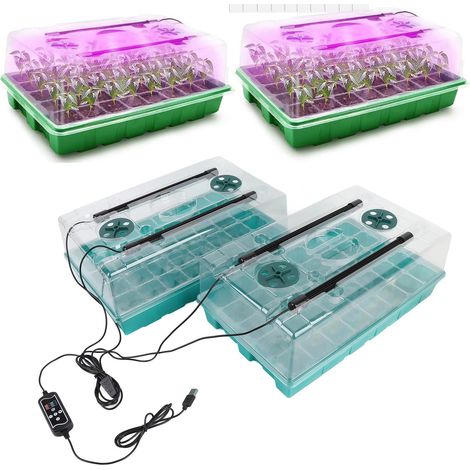 Kit de germinación y semillero con lámpara LED de 4 tubos y bandejas de semillero de 40 celdas – [Tipo de producto] Bandeja de semillero + Kit de semillero + Lámpara LED [Descripción] Germinación de p (1/5)
