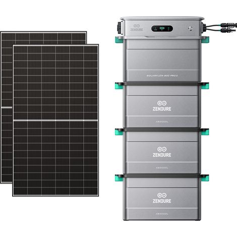 Zendure SolarFlow 800 Pro 2 Balkonkraftwerk-Set– 2x 500W bifaziale Solarmodule + 3x AB2000L Akkus (5760 Wh, 1200W MPPT, 96% Effizienz)