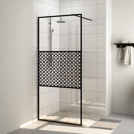FIMEI Paroi de douche avec verre ESG transparent 80x195 cm Noir (1/5)