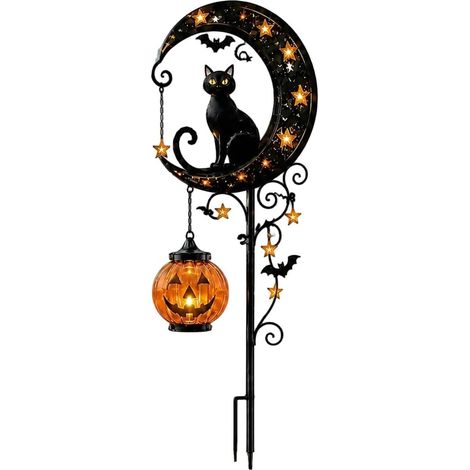Lampe solaire noire de 85 cm pour jardin, décoration festive d'Halloween pour extérieur. (1/5)