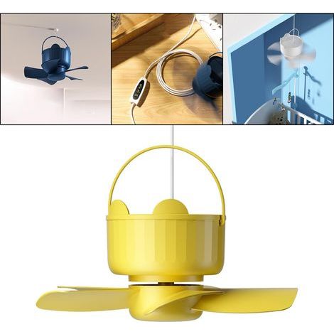 Mini Ventilateur Suspendu USB Plug, Télécommande, Ventilateur de Tente Portable-Jaune-USB plug-in (1/5)