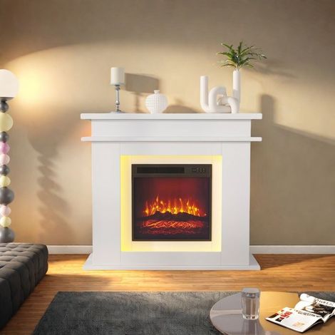 Chimenea Eléctrica 18'', 750-1500W, Llama 3D, Ajuste de color, Ajuste de brillo, Temporizador, Seguridad contra sobrecalentamiento, Mueble incluido