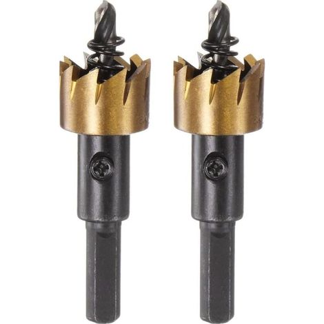 2pcs Trou Scies 19.5mm (49/64") M35 HSS (Haute Vitesse Acier) Titane Revêtu Perceuse Morceaux Coupeurs Ouvreurs pour Inox Acier Aluminium Alliage Métal Bois Plastique (1/4)