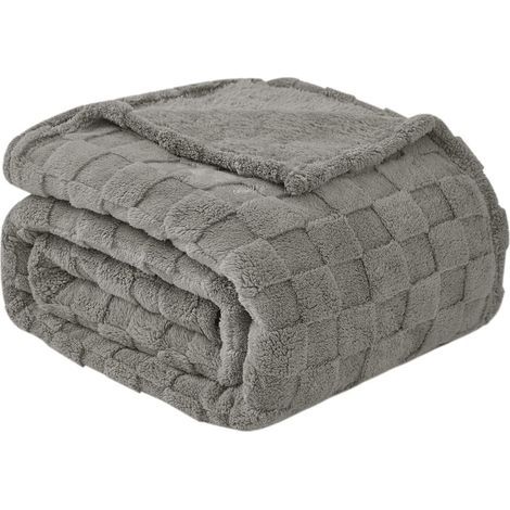 Couverture Douillette en Polaire Douce en Flanelle - Couverture d'été Chaude - pour canapé, Bureau et lit (200x 150 cm, Gris) (1/5)