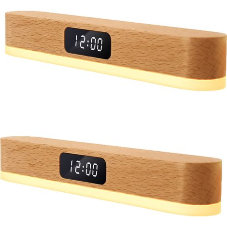 veilleuses magnétiques tactiles avec capteur de mouvement trois températures couleur idéales pour la chambre bébé hêtre Lot de 2 (1/4)