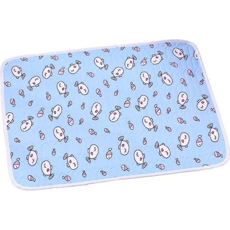 Ortviai Kühlmatten-Set (2er-Pack) für Hunde und Katzen – 70 x 50 cm – Selbstkühlendes Eisseidenmaterial – Waschbar – Kühlkissen für Korb, Transportbox und Autositz – Blau (1/5)