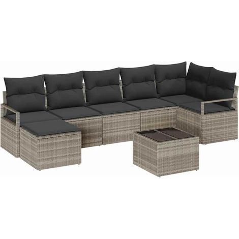 Garden Sofa Set 9 pcs Light grey Poly rattan vidaXL (1/5)
