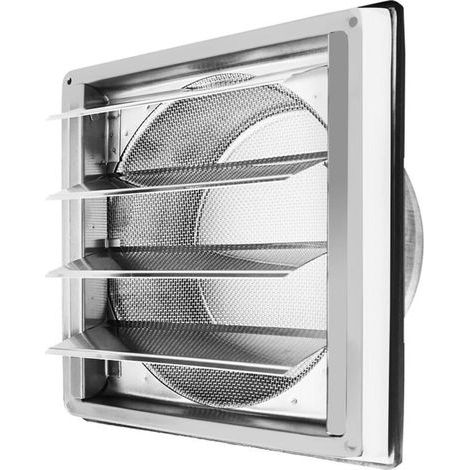 150mm Grille de ventilation, Clapet anti-retour Grille de protection contre les intempéries en acier inoxydable avec lamelles mobiles, Grille murale, Grille à lamelles Grille hotte aspirante (1/4)