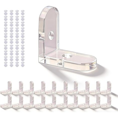 Lot de 20 Équerres de Fixation, Angle Droit 90 Degrés, Support d'angle en Acrylique Transparent, pour Meubles et Boîtes en Bois, avec Vis et Écrous Inclus (1/5)