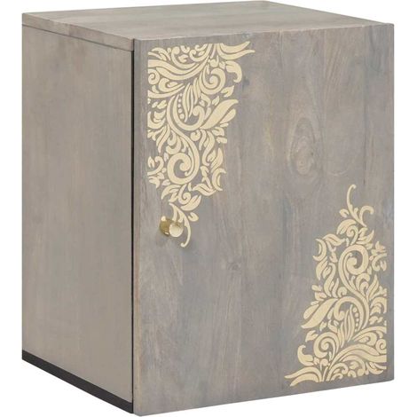 Armario de Pared Gris 38 x 33 x 48 cm Madera de mango maciza vidaXL