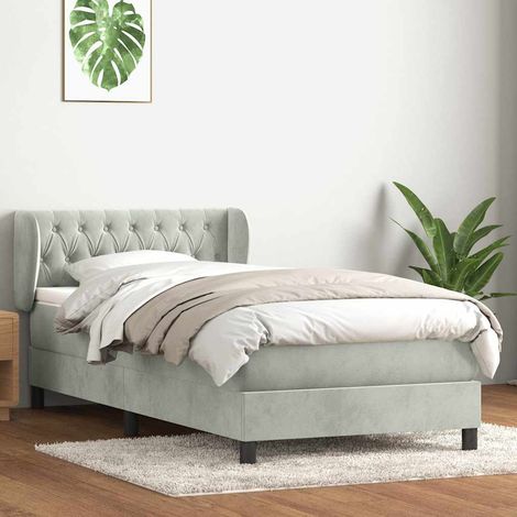 Boxspringbett mit Matratze Hellgrau 90x210 cm Samt