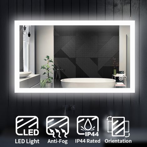 ELEGANT Vertical Horizontal Mirror LED Illuminated Bathroom Mirror 1000x600mm Mirror with Anti-Fog, Infrared Sensor (1/5)