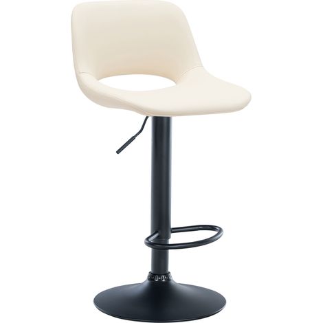 Sgabello da bar seggiolone x1 con poggiapiedi in PVC crema con base in metallo nero 100004585
