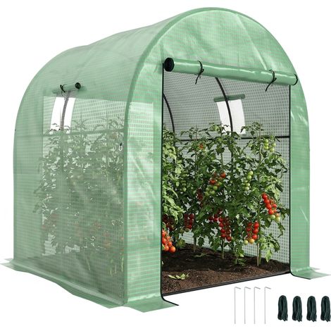 180 x 180cm Walk-In Polytunnel Greenhouse - Green (1/5)
